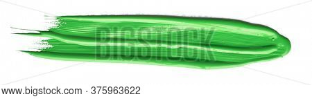 Green chroma brush stroke paiting over isolated background, canvas watercolor texture 
