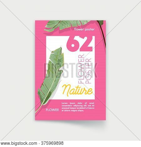Poster With Palm Leaves. Nature, Exotic Tropical Promo Flyer, Off Promo Card, Stationary Company Bra