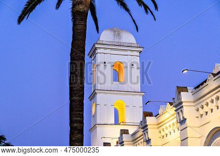 Sunset Views Of The Church Of Santa Catalina In Conil De La Frontera, Cadiz, Spain