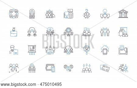 Professional Skills Line Icons Collection. Leadership, Communication, Adaptability, Collaboration, T