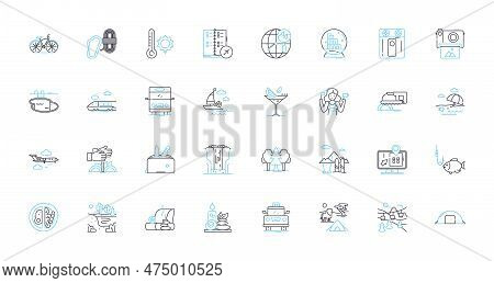 Road Trip Linear Icons Set. Adventure, Freedom, Exploration, Wanderlust, Scenic, Diversity, Exciteme