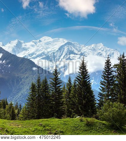 Mont Blanc Mountain Massif (chamonix Valley, France, View From Plaine Joux Outskirts).
