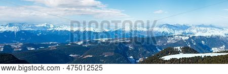 Beautiful Winter Mountain Panorama  (rittner Or Ritten Horn, Italy)
