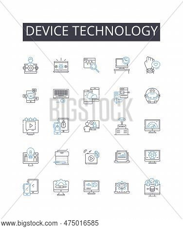 Device Technology Line Icons Collection. Communication Nerk, Information Technology, Surveillance Sy