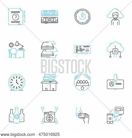 Cloud Retention Linear Icons Set. Archiving, Backup, Compliance, Data, Deduplication, Disaster Recov