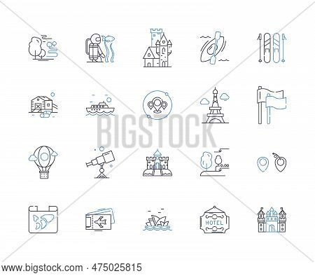Journey Arranger Line Icons Collection. Route, Map, Guide, Planner, Itinerary, Adventure, Travel Vec