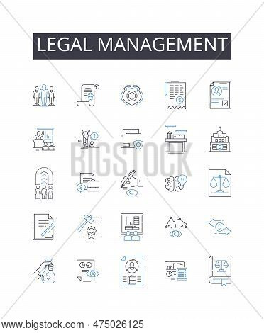 Legal Management Line Icons Collection. Advertising, Graphic Design, Display, Marketing, Branding, P