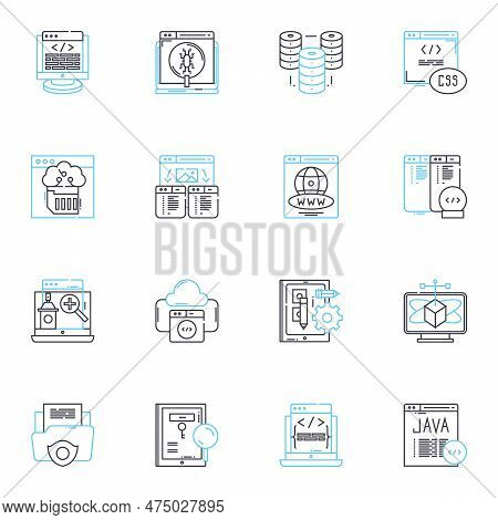 Minimal Scripting Linear Icons Set. Efficiency, Simplification, Automation, Precision, Streamlining,