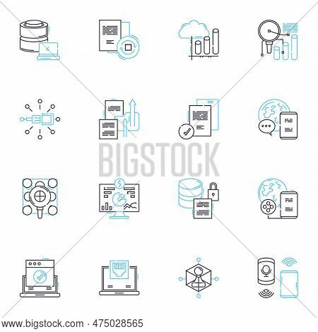 Performance Metrics Linear Icons Set. Evaluation, Analysis, Metrics, Progress, Success, Improvement,
