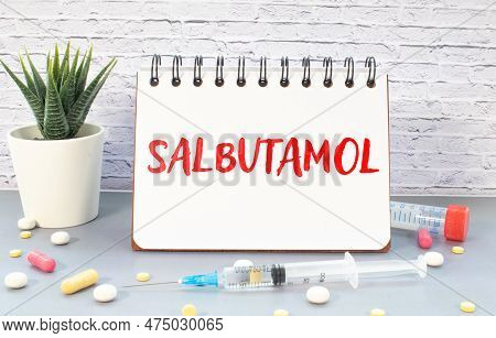 Word Asthma Written On A White Piece Of Paper. Pills And Vitamins Lie Nearby.