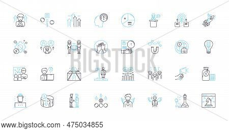 Human Management Linear Icons Set. Leadership, Communication, Delegation, Motivation, Empowerment, T