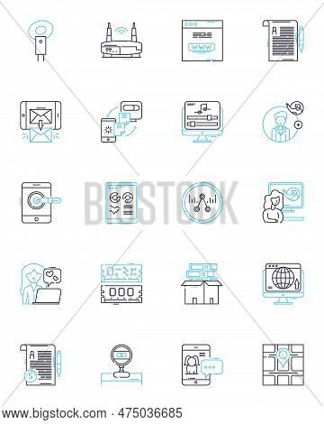 Online Platform Linear Icons Set. Connectivity, Accessibility, Interaction, Integration, Collaborati