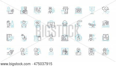 Digital Therapy Linear Icons Set. Virtual, Remote, Online, E-therapy, Teletherapy, Digital Mental He