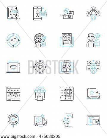 Online Nerking Linear Icons Set. Connection, Collaboration, Nerking, Engagement, Profile, Opportunit