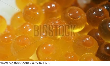 Close Up Of Sashimi Salmon Roe With Rice Bowl Or Donburi In Japanese Style Food.