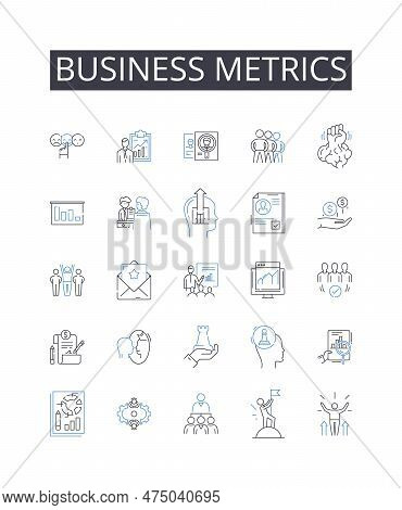 Business Metrics Line Icons Collection. Documentation, Records, Invoices, Contracts, Reports, Audit,