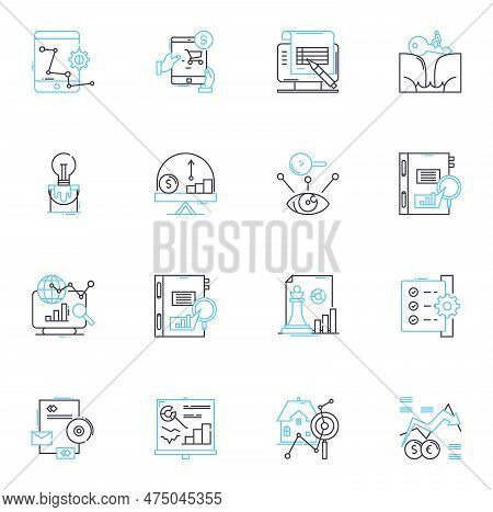 Economic Appraisal Linear Icons Set. Analysis, Valuation, Assessment, Evaluation, Calculation, Estim