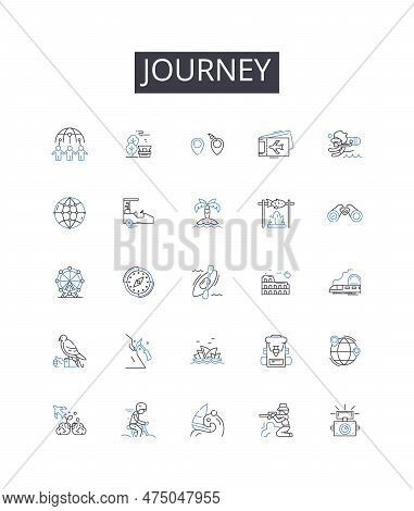 Journey Line Icons Collection. Textile, Fabric, Leather, Wood, Metal, Plastic, Paper Vector And Line