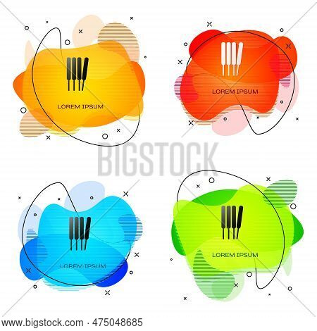 Black Aroma Sticks, Incense, Aromas Icon Isolated On White Background. Abstract Banner With Liquid S