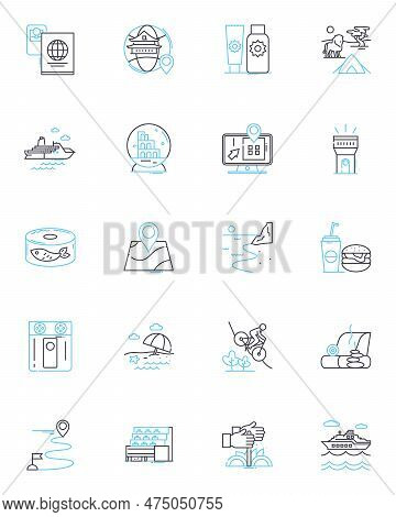 Road Trip Linear Icons Set. Adventure, Freedom, Exploration, Wanderlust, Scenic, Diversity, Exciteme