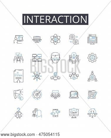 Interaction Line Icons Collection. Communication, Collaboration, Connection, Engagement, Participati