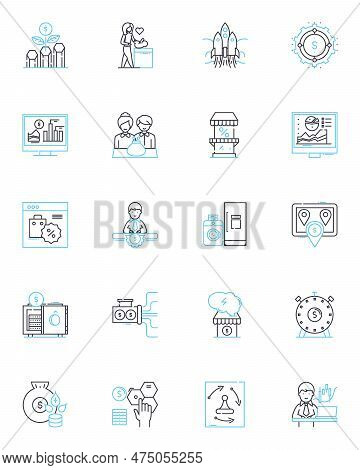 Content Marketing Linear Icons Set. Strategy, Audience, Engagement, Creation, Storytelling, Value, O