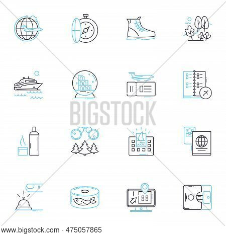 Road Trip Linear Icons Set. Adventure, Freedom, Exploration, Wanderlust, Scenic, Diversity, Exciteme