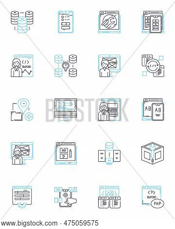 Developer Linear Icons Set. Code, Debug, Build, Design, Innovate, Program, Collaborate Line Vector A