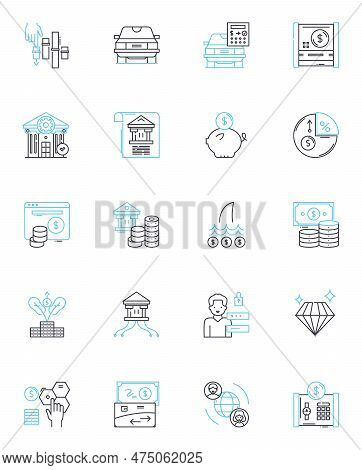 Automated Deposit Linear Icons Set. Digital, Secure, Convenient, Reliable, Innovative, Efficient, St