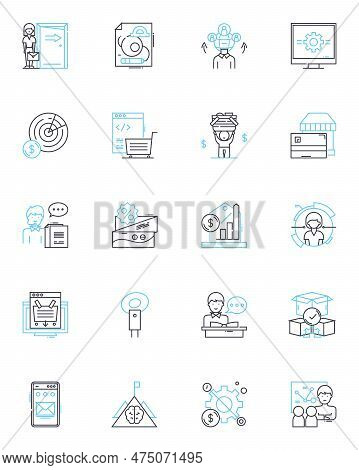 Collective Supervision Linear Icons Set. Cohesion, Collaboration, Collaboration, Synergy, Unity, Emp