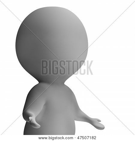 Encolher de ombros e personagens 3D, mostrando ignorância e incompreensão