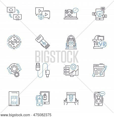 Resources Line Icons Collection. Assets, Capital, Inventory, Funds, Supplies, Equipment, Infrastruct