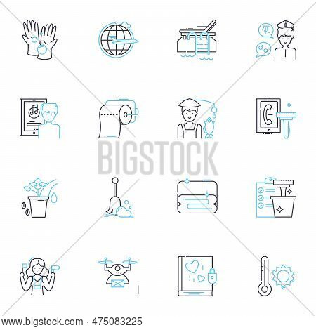 Home Maintenance Linear Icons Set. Plumbing, Electrical, Carpentry, Painting, Roofing, Gutters, Lawn