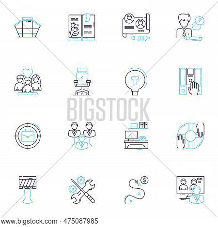 Professional Labor Linear Icons Set. Skilled, Trades, Expertise, Laborers, Craftsmanship, Proficienc