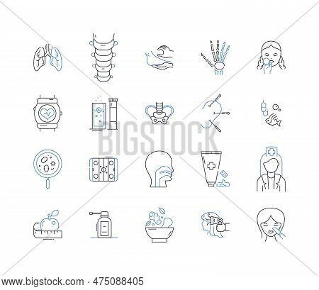 Artificial Intelligence In Healthcare Line Icons Collection. Diagnostics, Machine Learning, Robotics