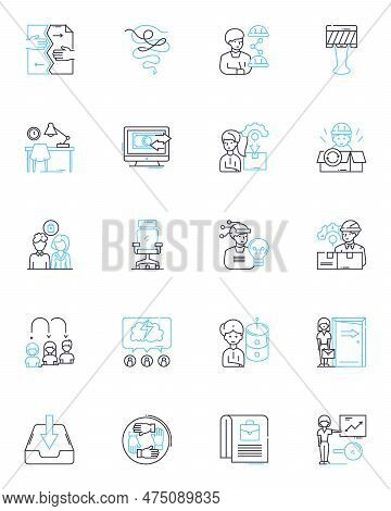 Information Tracking Linear Icons Set. Monitoring, Surveillance, Tracking, Tracing, Data, Analytics,