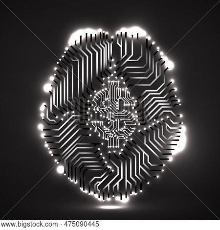 Technology Brain With Dollar Sign Inside, Creative Idea