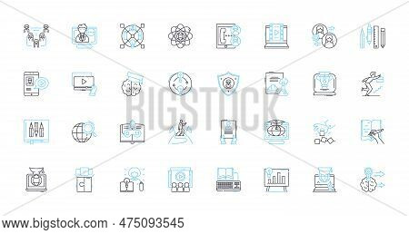 Education Journey Linear Icons Set. Learning, Growth, Exploration, Struggle, Fulfillment, Progress, 