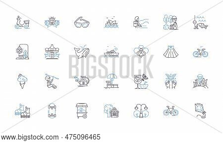 Tan Season Line Icons Collection. Sunburn, Heat, Beach, Pool, Tanning, Swimwear, Sunglasses Vector A