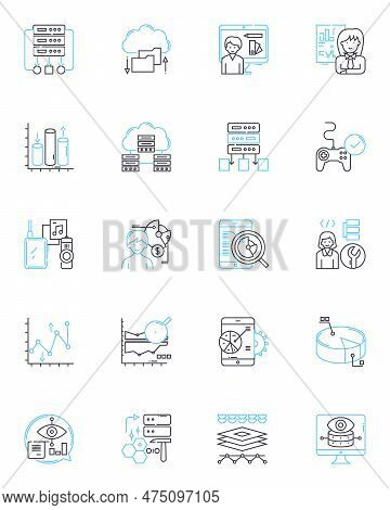 Financial Reporting Linear Icons Set. Transparency, Accuracy, Accountability, Consolidation, Disclos