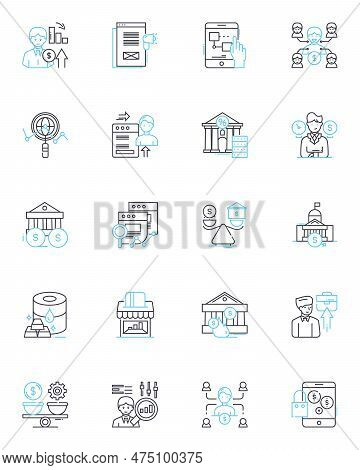 Capital Growth Linear Icons Set. Expansion, Upswing, Development, Rise, Advancement, Flourishing, Im