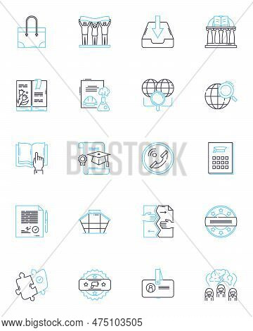 Internet University Linear Icons Set. E-learning, Cybercampus, Distance Education, Virtual Classroom