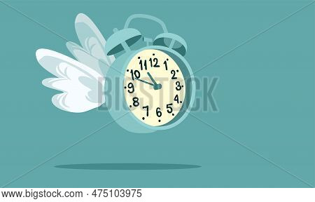 Time Flies Vector Concept Cartoon Illustration Of A Clock