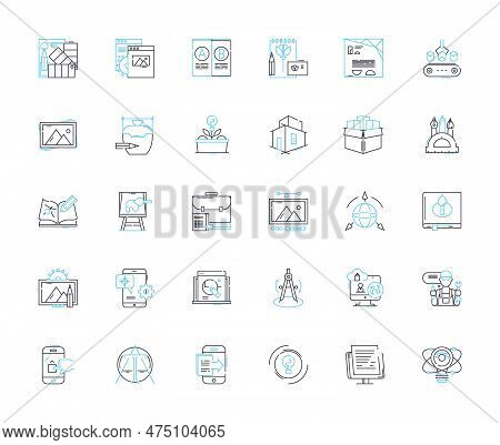 Image Processing Linear Icons Set. Pixels, Filters, Segmentation, Compression, Enhancement, Coloriza