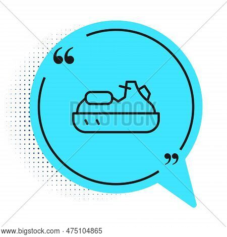 Black Line Jet Ski Icon Isolated On White Background. Water Scooter. Extreme Sport. Blue Speech Bubb