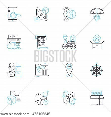 Blueprint Linear Icons Set. Architectural, Plan, Design, Diagram, Framework, Model, Draft Line Vecto