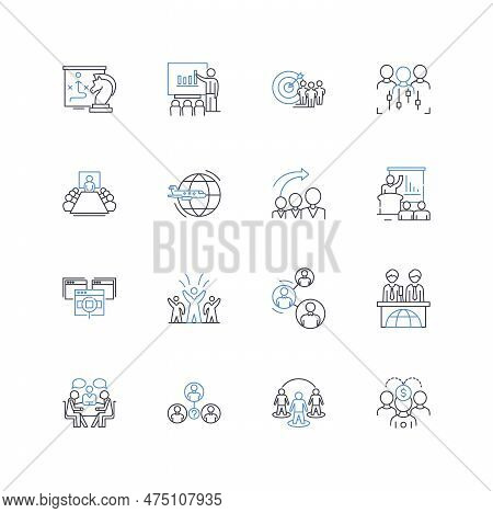 Enterprise Forum Line Icons Collection. Collaboration, Nerking, Innovation, Business, Leaders, Dialo