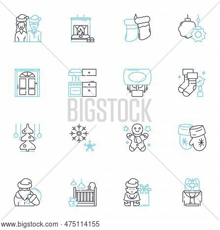 Ornamental Pieces Linear Icons Set. Figurine, Sculpture, Vase, Statue, Centrepiece, Sconce, Candlest