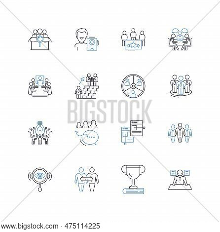 Professional Sector Line Icons Collection. Executive, Managerial, Analytical, Strategic, Technical, 