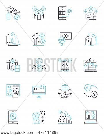 Electronic Wallet Linear Icons Set. Digital Currency, Cryptocurrency, Payment, Transact, Security, M